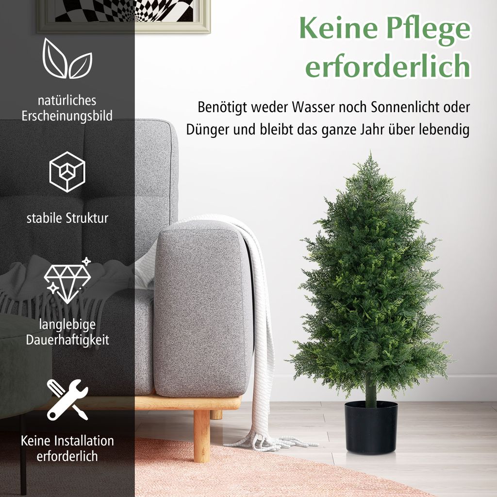 COSTWAY Kunstpflanze Zeder 80 cm, knstliche Pflanze