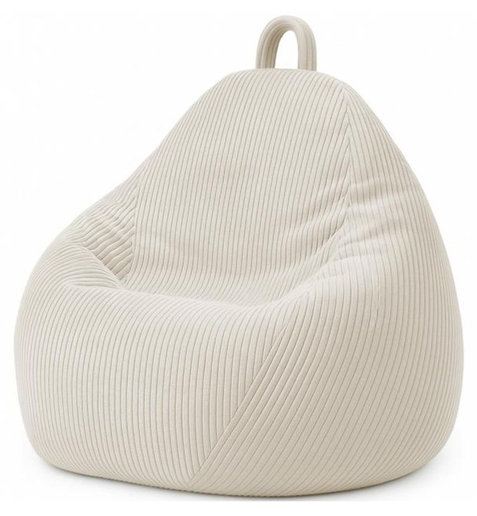 Pouf sacco in velluto a coste BANANAIR 80 x 70 cm beige Immagine del prodotto 