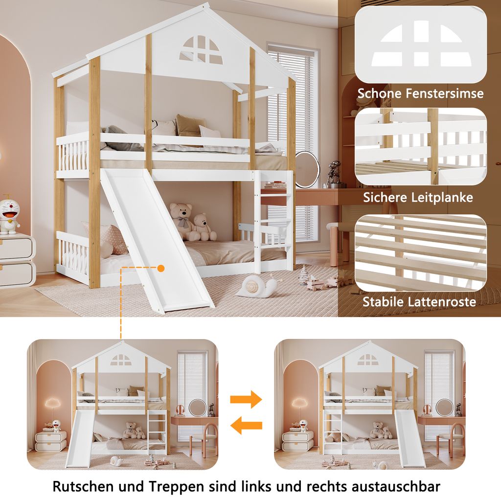 Flieks Etagenbett 90x200cm mit Rausfallschutz, Kinderbett Produktbild 6