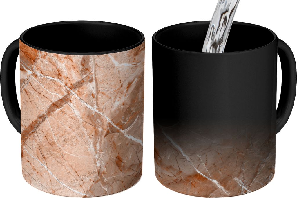 MuchoWow Zauber Tasse Zaubertasse Magic Kristall - Granit - Orange - Weiß 350 ml Farbwechsel Becher Geschenk Geschenkidee - Magic-Tasse - Fotota...