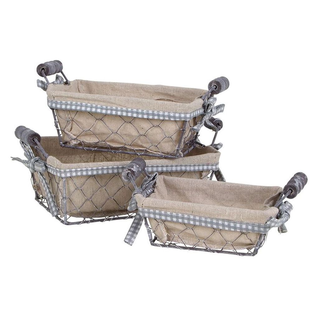 Drahtkörbe 3er-Set Dekokörbe Obstkorb Aufbewahrungskorb Metallkorb Landhaus Deko