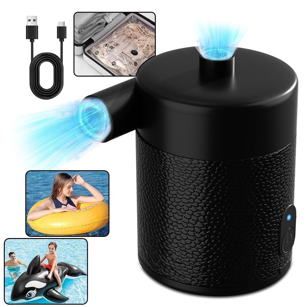 Elektrische Luftpumpe Tragbare, Wiederaufladbare Akku Luftpumpe mit 4 Luftdüse für Luftmatratze Schlauchboot Matratze Pool Boot Schwimmring
