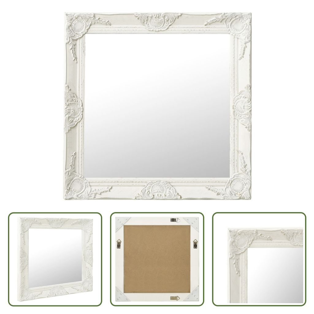 The Living Store Wandspiegel im Barock-Stil 60x60 cm Weiß Produktbild 7