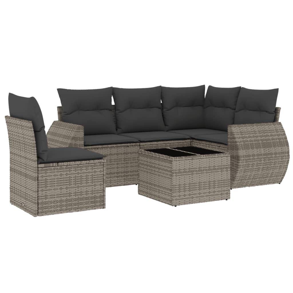 "im Sonderangebot" 6-tlg. Garten-Lounge-Set - elegantes Design - Sitzgruppe/Gartengarnitur - mit Kissen Grau Poly Rattan - Terassenmöbel DEMöbel7...