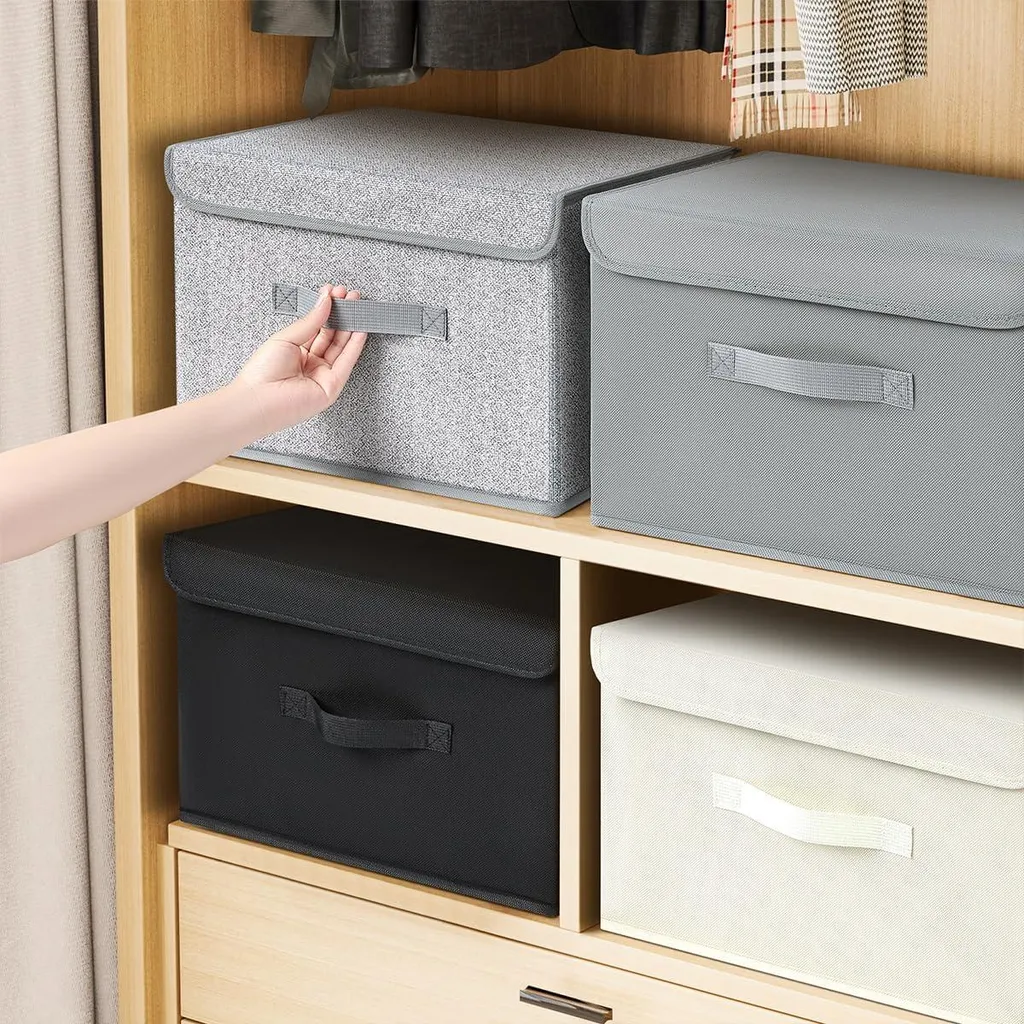 Organisateur de penderie : boîte pliable en tissu pour vêtements, 4 pcs