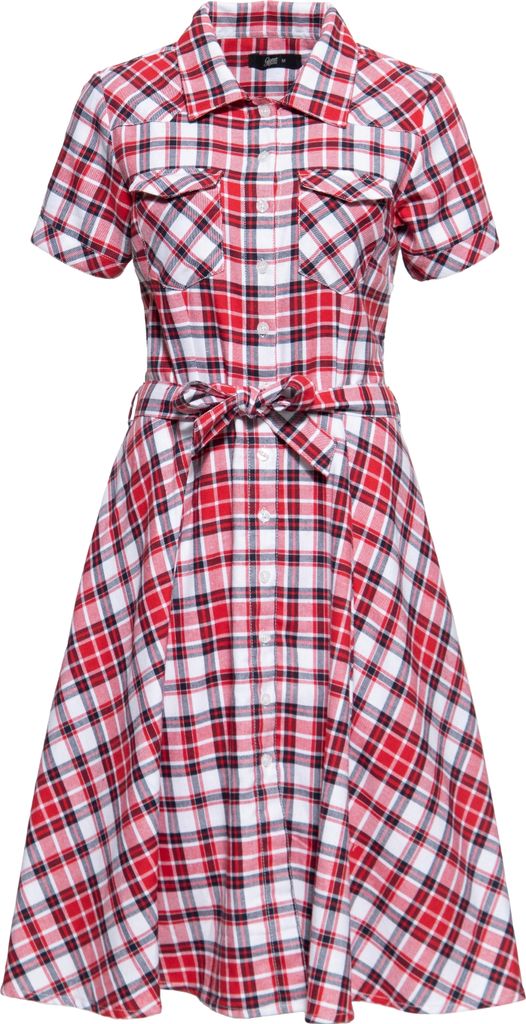 QUEEN KEROSIN Swing Kleid Im Holzfäller-Optik Rot Xs