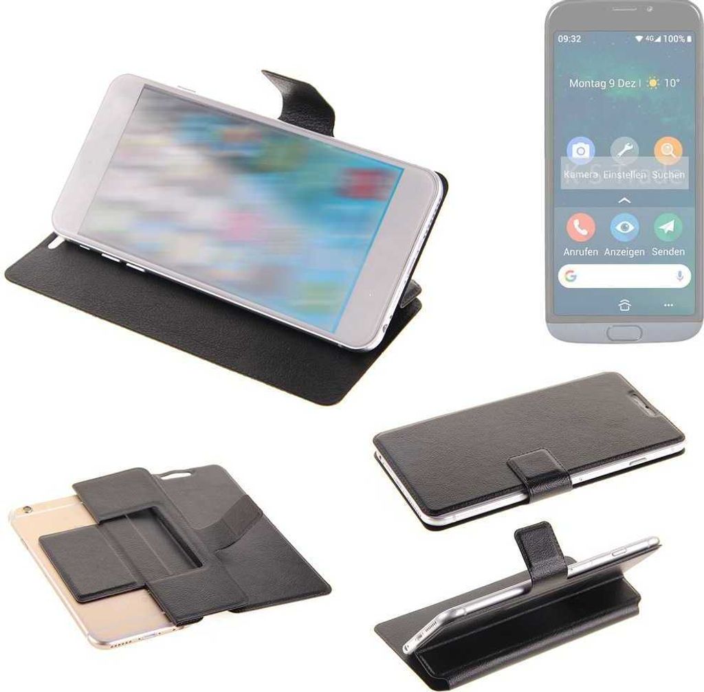K-S-Trade Schutzhülle kompatibel mit Doro 8050 Schutzhülle Flip Cover Klapphülle Wallet Case Slim Handyhülle bookstyle schwarz