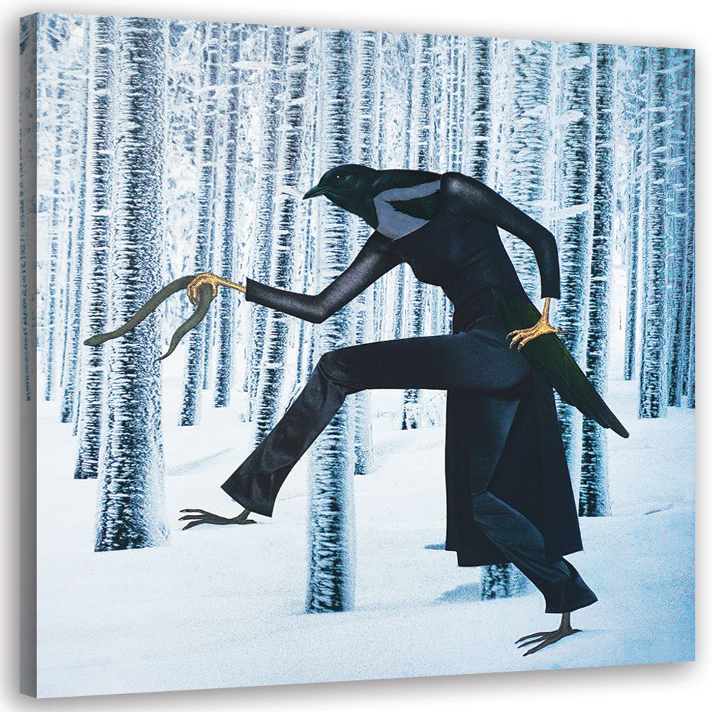 Wanddeko Wald Leinwandbild Kunstdruck für Wohnzimmer Blau 40x40 cm