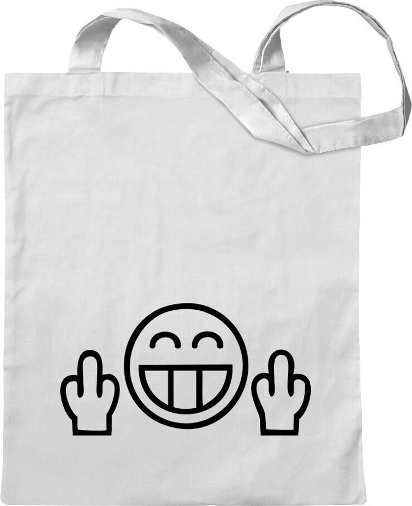 Kiwistar - Baumwolltasche - weiss - Fuck You - Tragetasche Stoffbeutel Umhängetasche Langer Henkel