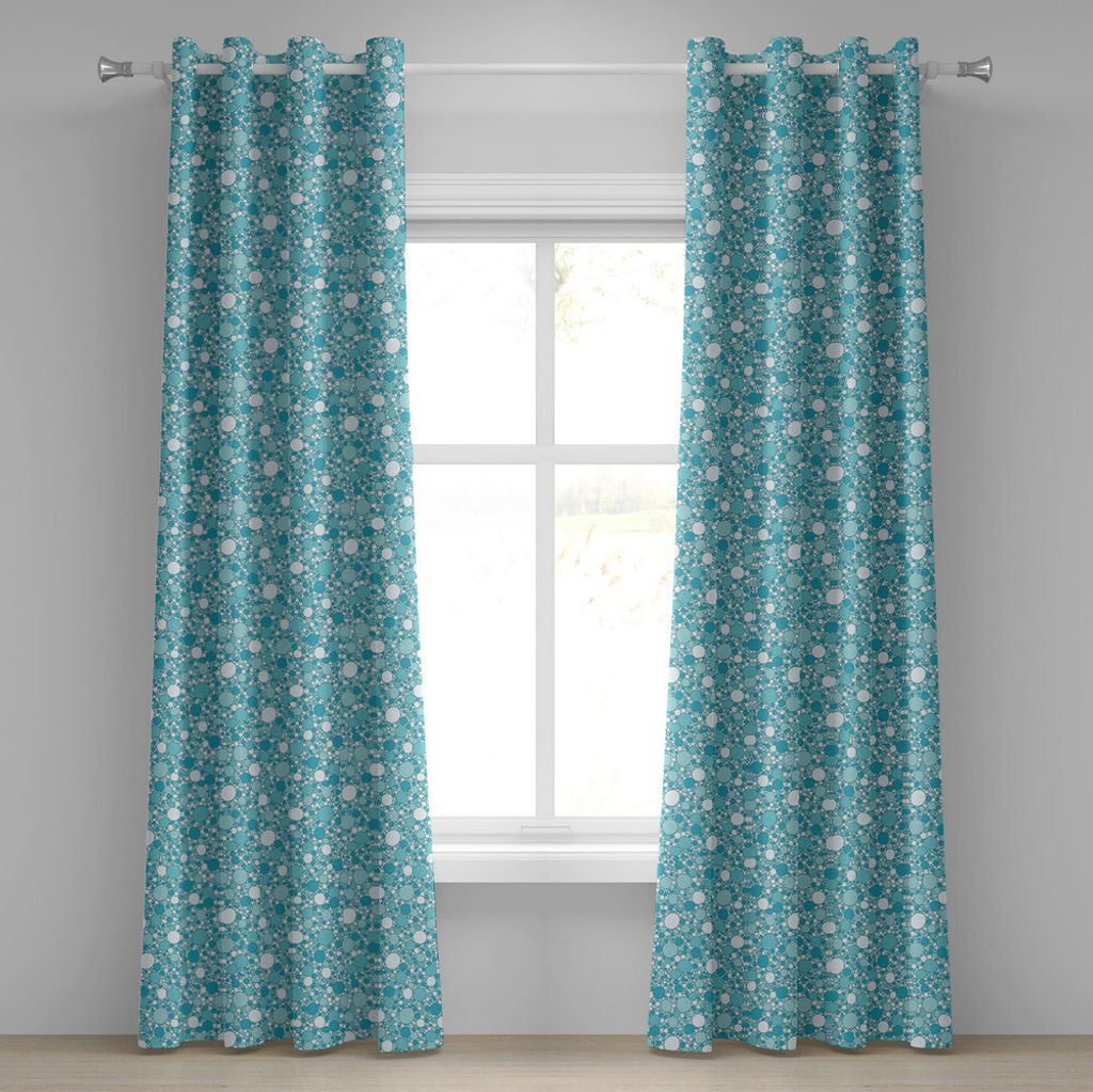 ABAKUHAUS Abstrakt Ösenvorhang, Abstraktes Muster Mit Blasen In Verschiedenen Größen Modernes Aqua Inspiriert, Dekorative 2-Panel-Fenstervorhän...