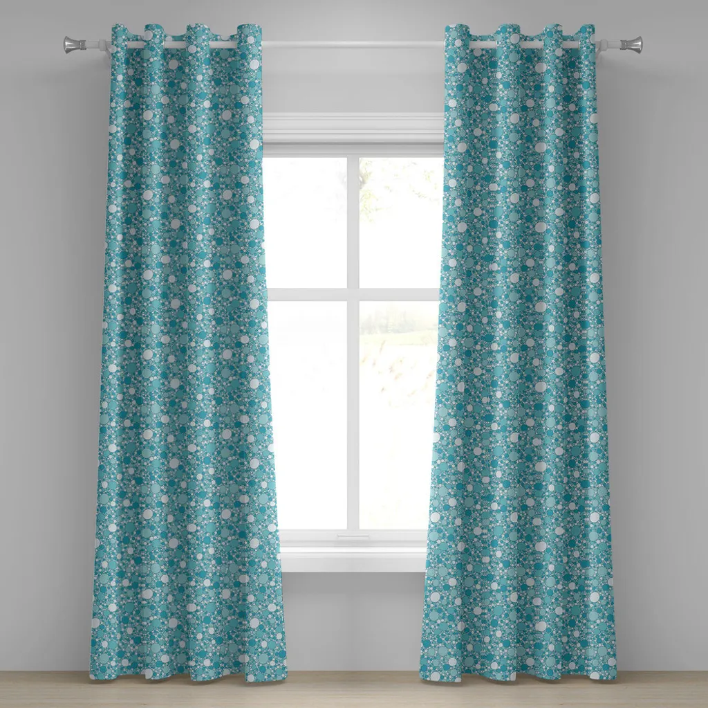 Rideau turquoise moderne à bulles aquatiques en tissu fluide 280x175 cm