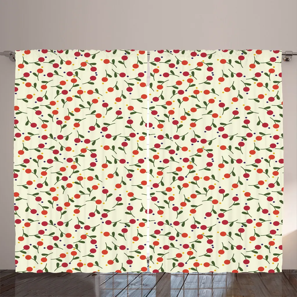 ABAKUHAUS Fleurs Rideau Rustique Simple Cercle 280x225cm Ivoire Vert