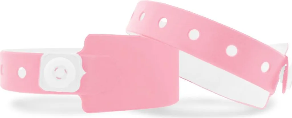 Bracelets vinyle rose bébé anti-fraude CombiCraft - Pack de 100 unités