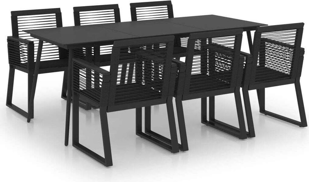 vidaXL 7-tlg. Garten-Essgruppe PVC Rattan Schwarz