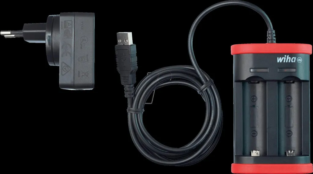 Chargeur USB Wiha 41915 Li-Ion Double Slot avec Indicateurs de Charge