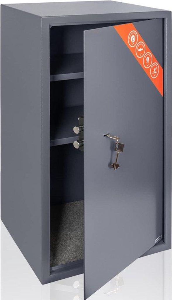 Sicherheitskasten XXL (73x40x36 cm) - Brand- und Einbruchschutz - Prive-Schrank - Doppel-Sperrmechanismus - Grau