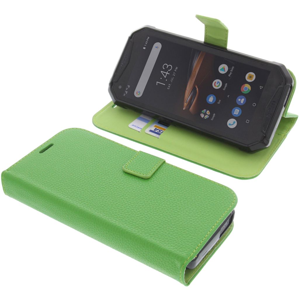 foto-kontor Tasche kompatibel mit Ulefone Armor 3W Book Style grün Schutz Hülle Buch
