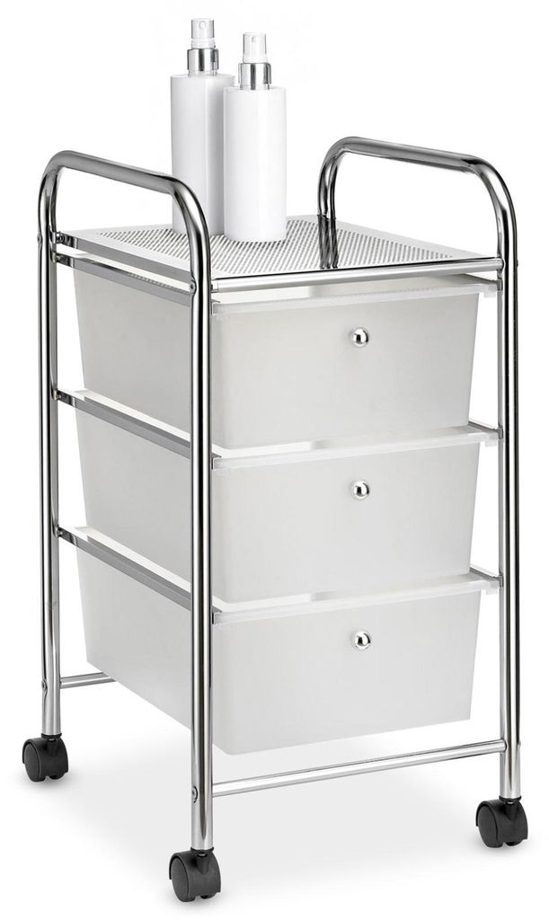 Badregal Rollwagen Rollcontainer GINA, mit 3 transparenten Produktbild 