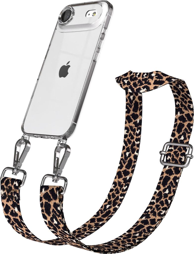 EAZY CASE Handykette - Verstellbarer Trageriemen kompatibel mit Apple iPhone Air, Handykordel mit transparenter Silikon-Hülle, Band in Schwarz