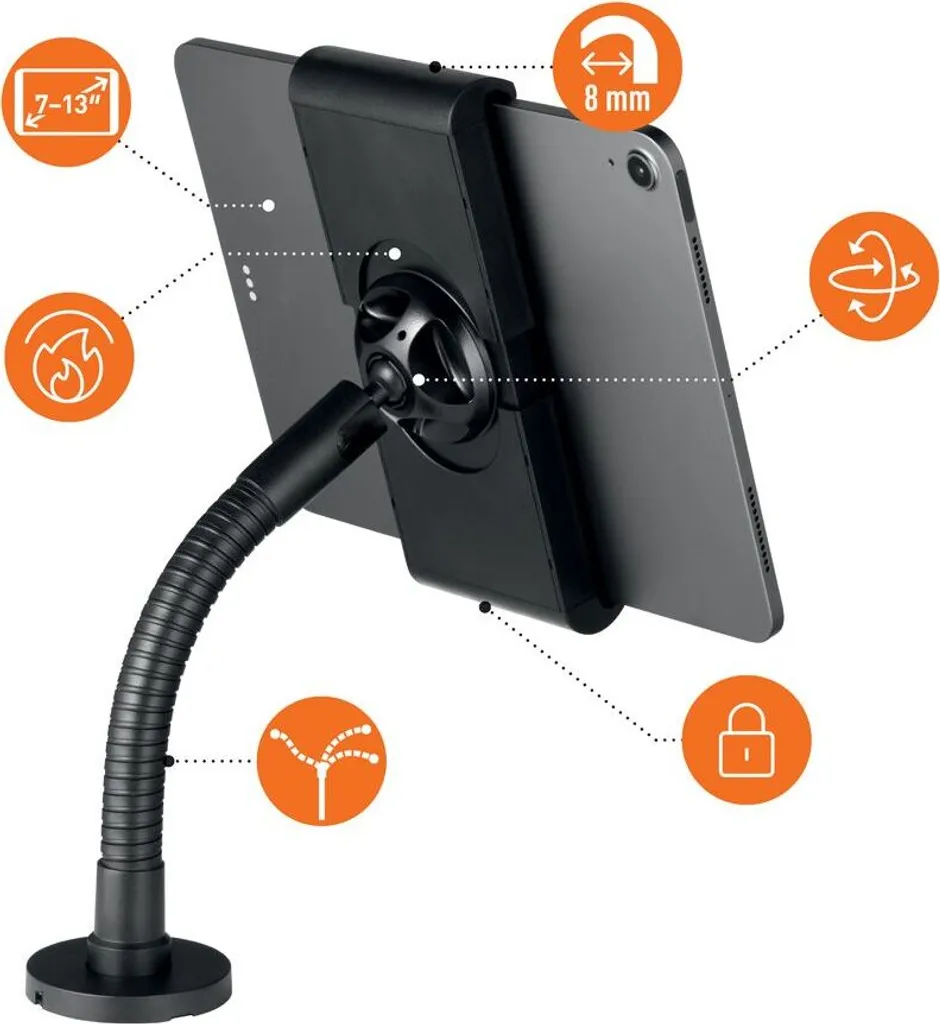 Support Tablette pour Borne Interactive et Accueil Client - Noir Mat - 12