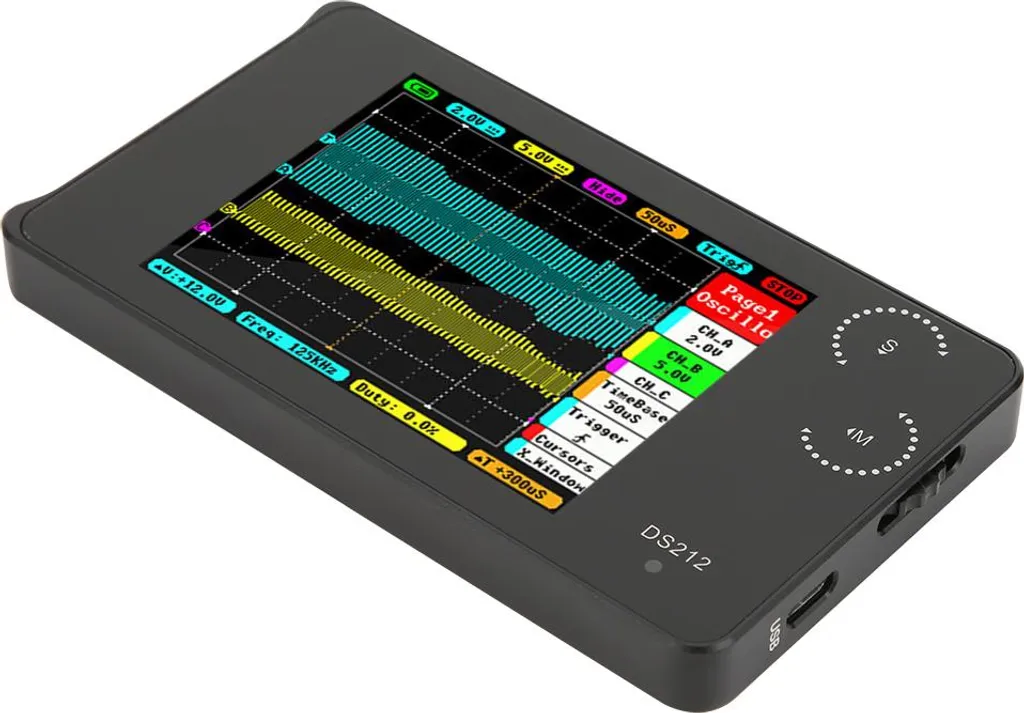 Oscilloscope compact DS212 idéal pour dépanner vos circuits n'importe où
