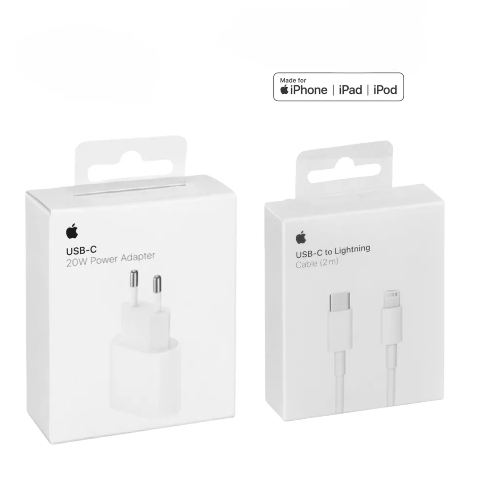 Alimentatore USB-C 20W + Cavo 2m per iPhone 14/13/12 | Travel Kit