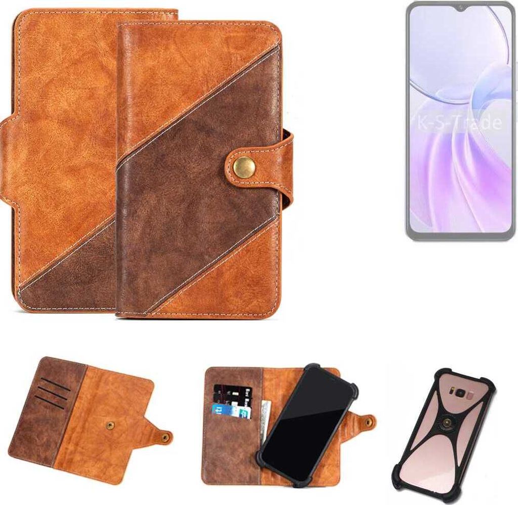 K-S-Trade Handyhülle Schutzhülle Bookstyle Case Wallet-Case kompatibel mit Vivo Y28s 5G Cover Klapphülle Kantenschutz Smartphone dunkelbraun braun