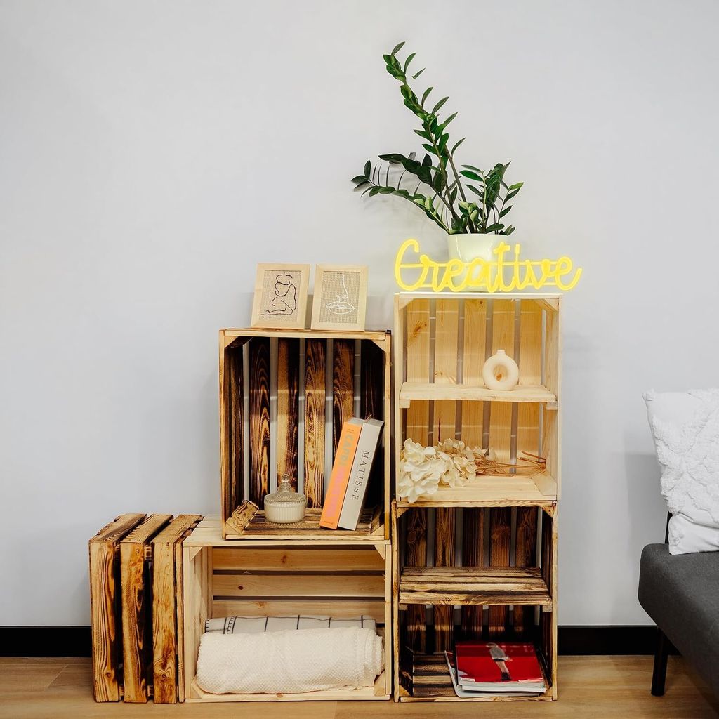 Creative Deco Scatola di Legno con Scaffale | 50x40x30 cm | Immagine del prodotto 