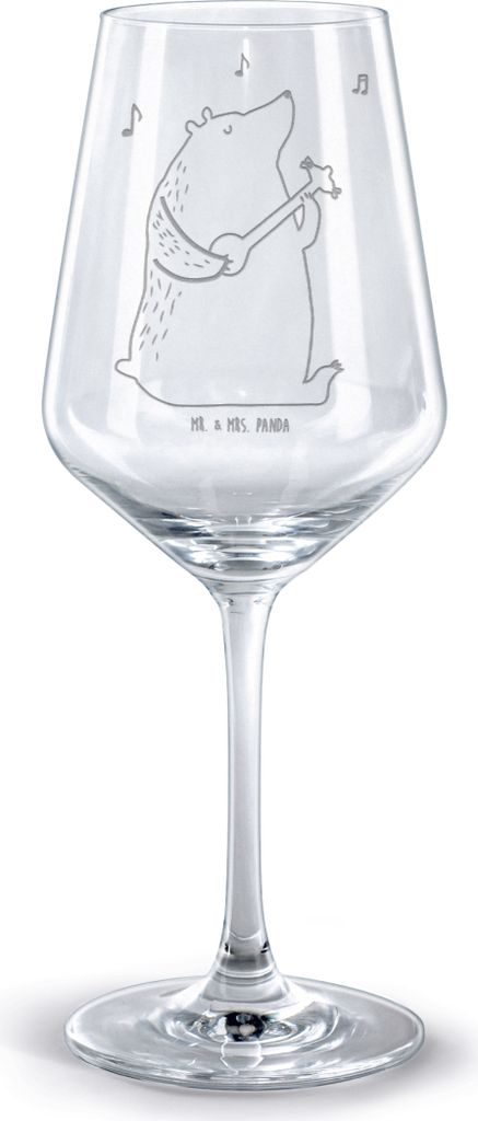 Mr. & Mrs. Panda Weinglas Bär Lied - Transparent - Geschenk, wein glas, Herz, Frau, Teddy, graviert, graviertes, Spruch, Kelch, für rotwein