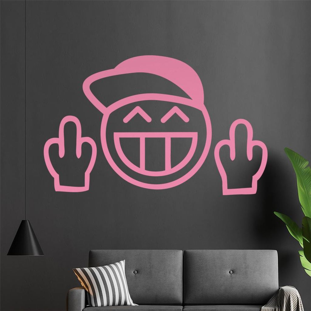 KIWISTAR Fuck you smile Boy - Cap Mittelfinger Wandtattoo in 6 Größen - Wandaufkleber Wall Sticker - Dekoration, Küche, Wohnzimmer, Schlafzimmer...