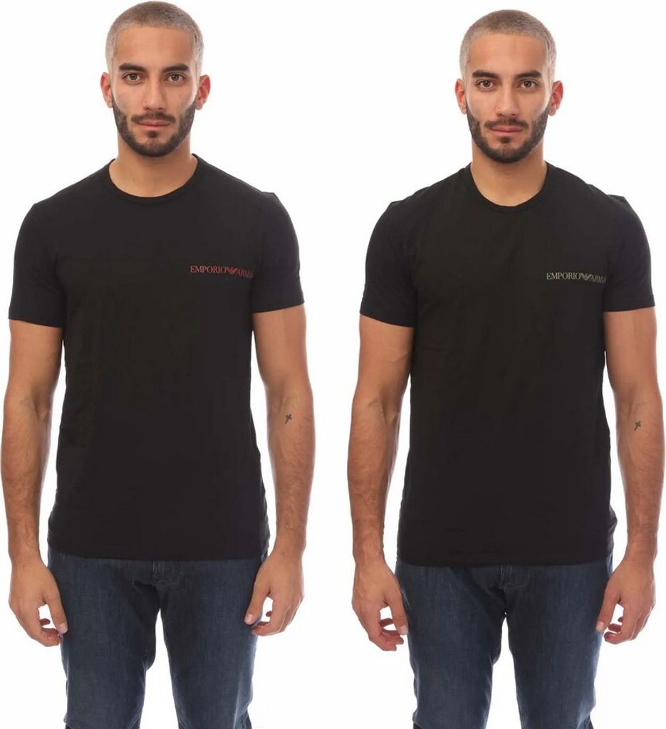 Emporio Armani - T-Shirt Rundhalsausschnitt für Herren(2er-Pack) GT300 (L) (Schwarz)