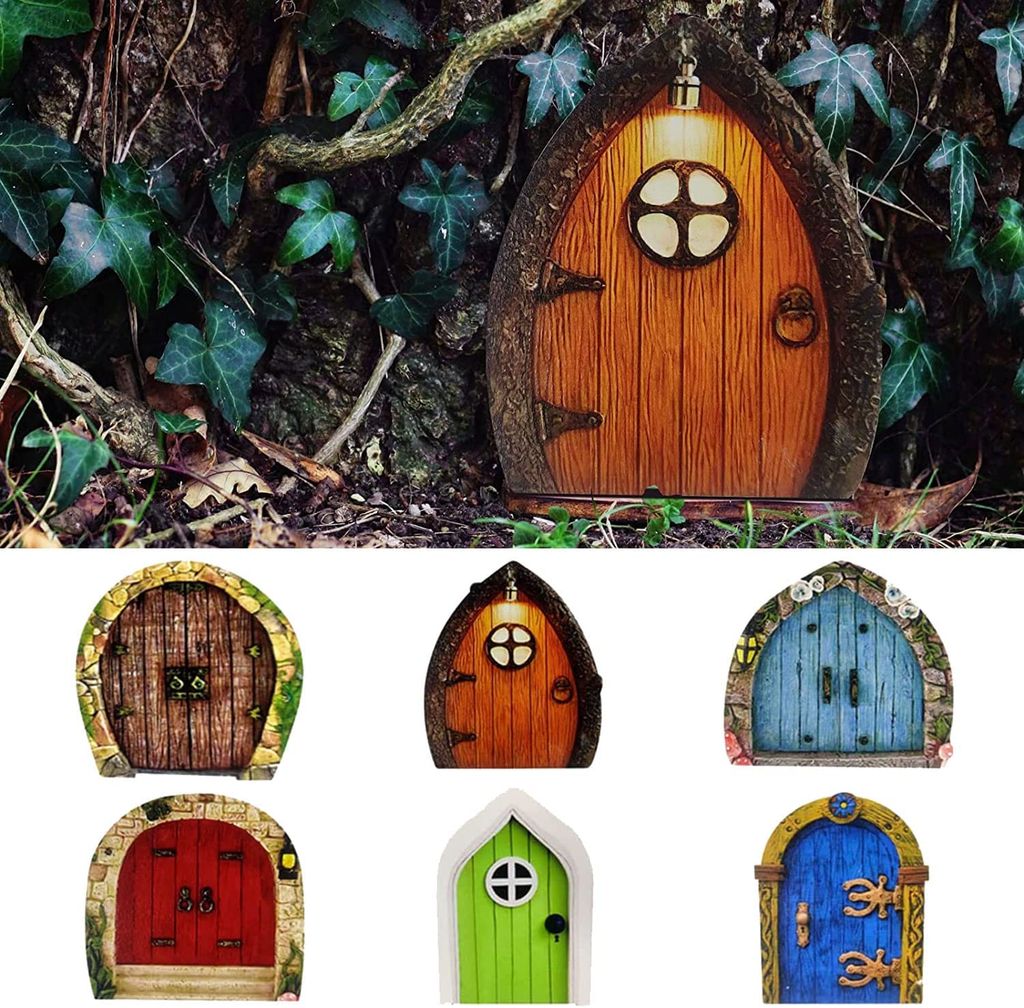 Wyjuan Miniatur Feentür - Blaue Feenhaustür Für Baum & Garten