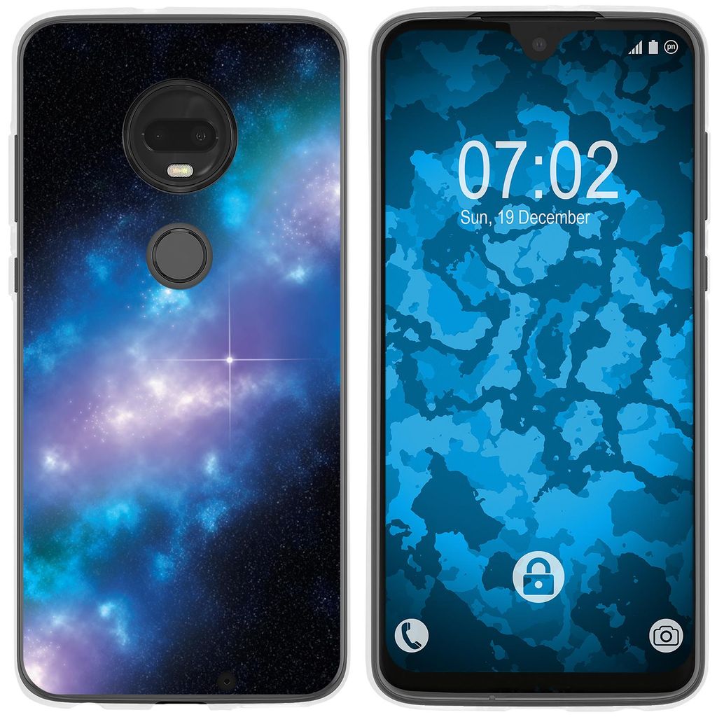 PhoneNatic Case kompatibel mit Motorola Moto G7 Silikon-Hülle Space Blue Belt M4
