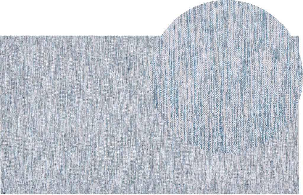 BELIANI Teppich Hellblau Baumwolle Rechteckig 80 x 150 cm Kurzflor Handgewebt Farbverlauf Modern Skandi Läufer Flurteppich für Fußbodenheizung