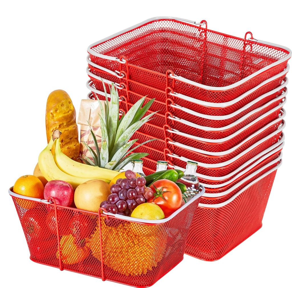 VEVOR nákupní košík, 12 ks, 22 l, stohovatelný kovový košík Obrázek produktu 