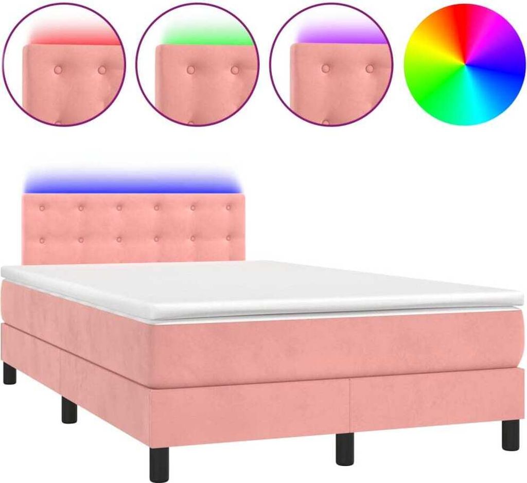Boxspringbett mit Matratze & LED Rosa 120x190 cm Samt