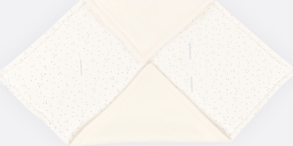 KraftKids Decke für Babyschale Winter Musselin goldene Punkte auf Weiß 75 cm x 75 cm