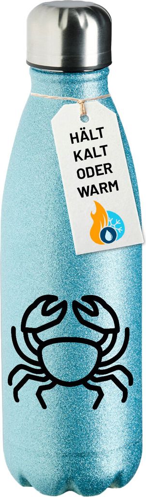 Huuraa Trinkflasche Krebs Sternzeichen Symbol 500ml Blue Edelstahl Wasserflasche Trinkflasche Geschenkidee