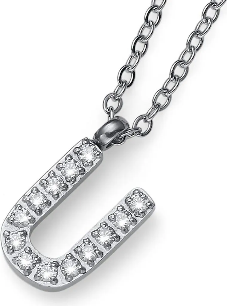 Pendentif Initial U en Or Jaune 18 Carats avec Chaîne Fine Ajustable