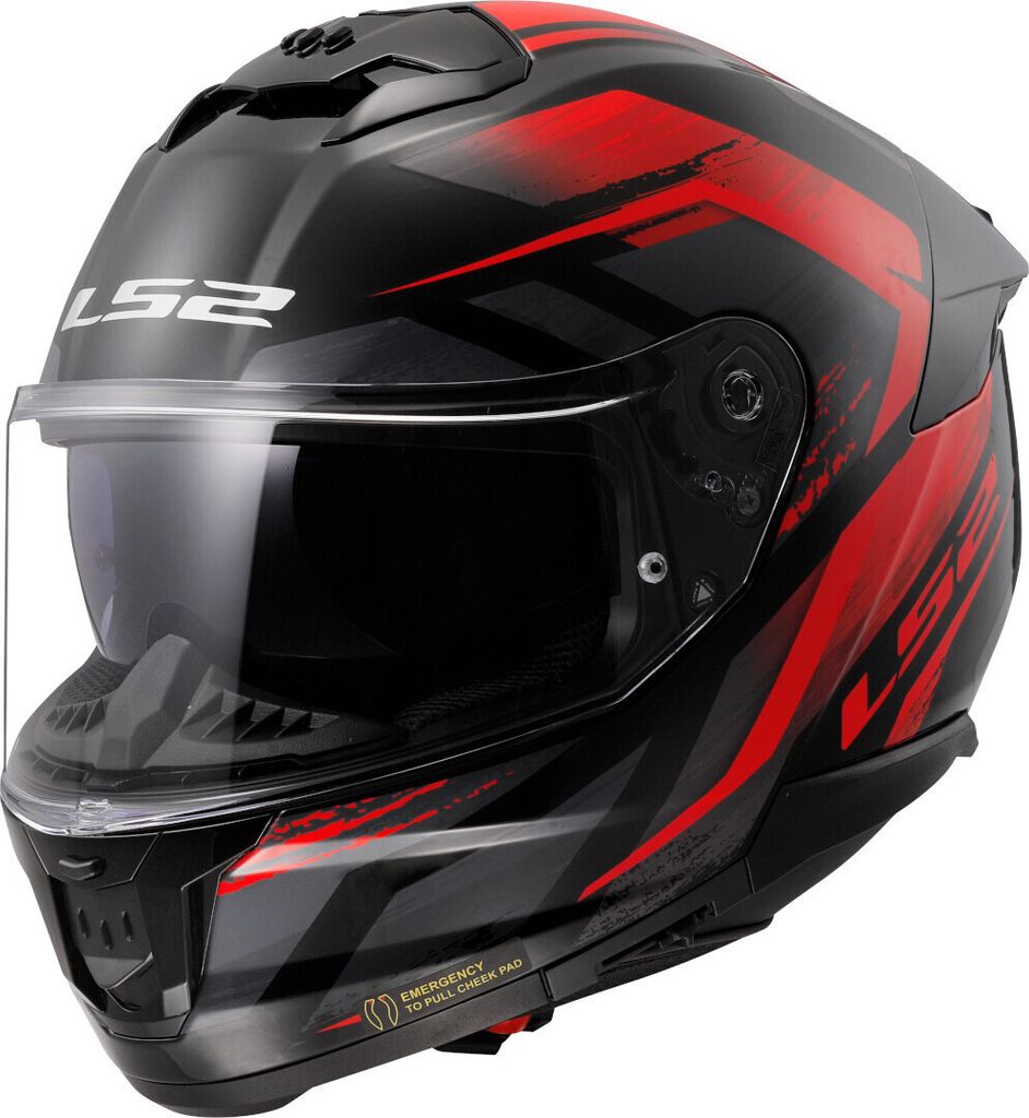 LS2 FF808 Stream II Fury Helm, schwarz/rot, M (57/58)