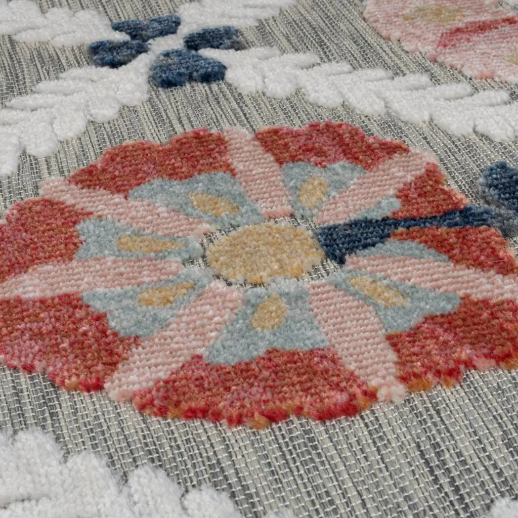 Tapis de course Plaza Flora Gris 80x230 cm - Intérieur et Extérieur