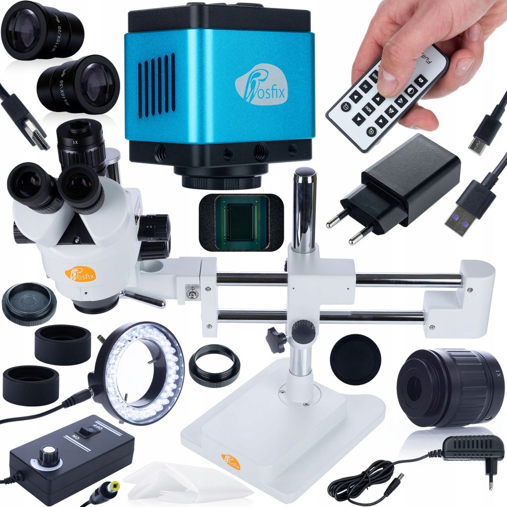 Mikroskop stereoskopisch Trinokular Jupiter Pro MSJP-T-SDMS1 Set – 7x-45x Zoom erweiterbar bis 270x | 144xLED Beleuchtung | Kamera 8,29MP HDMI US...