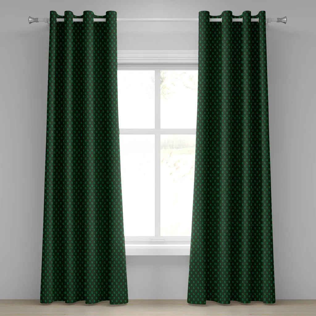 Rideau occultant partiel vert motif dollar pour intimité et style