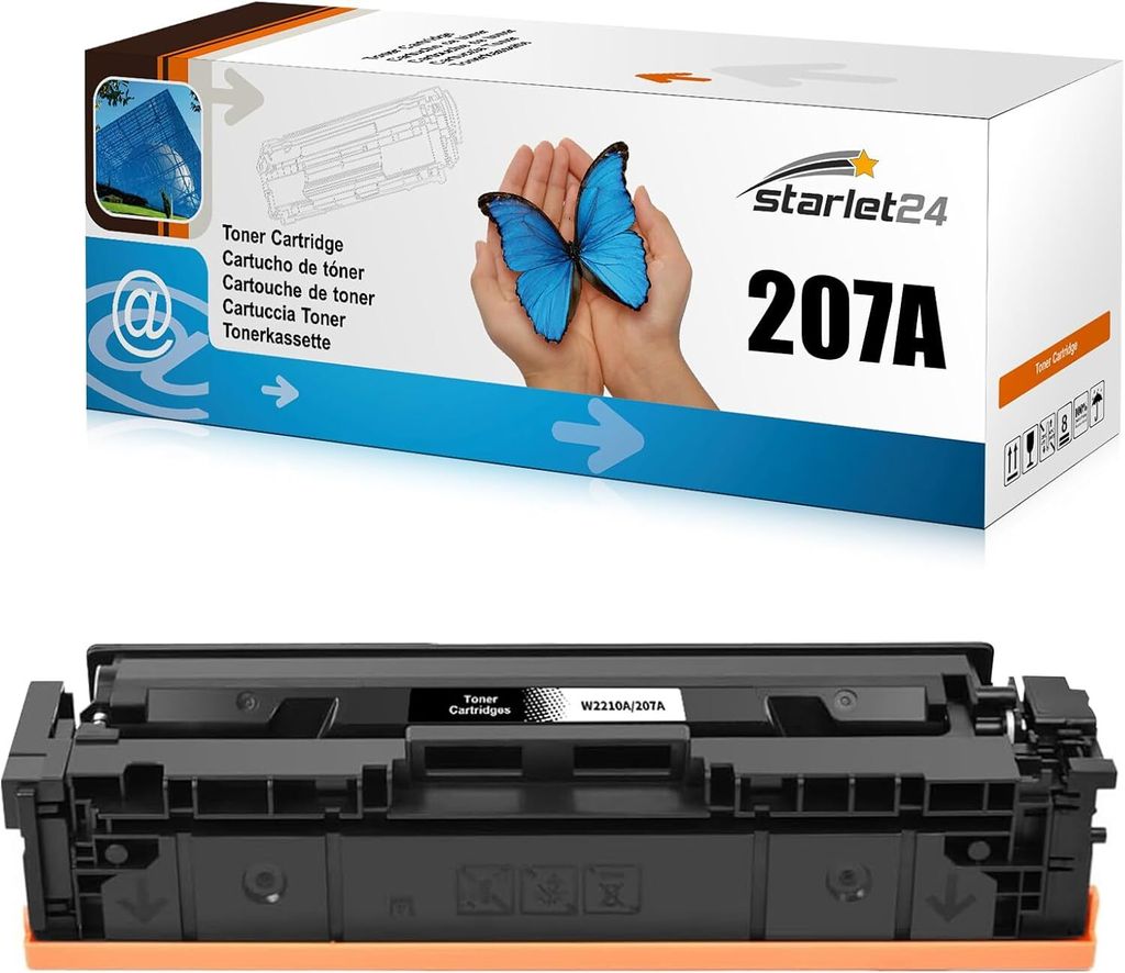 Starlet24 207A W2210A Toner kompatibel für HP Color LaserJet Pro MFP M283fdw M255dw – Schwarz, mit Chip, hohe Ergiebigkeit