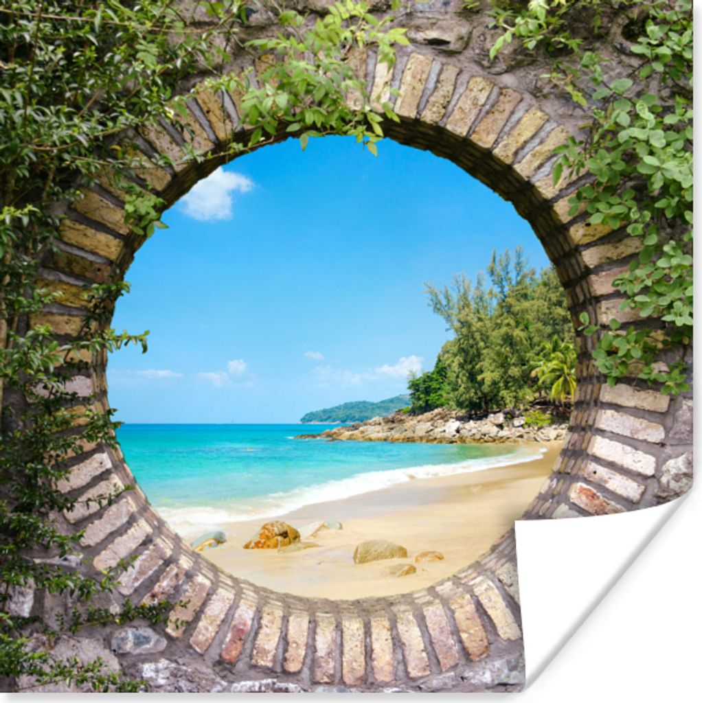 MuchoWow Poster Strand - Meer - Aussicht - Sommer 50x50 cm - Wohnzimmerdekoration