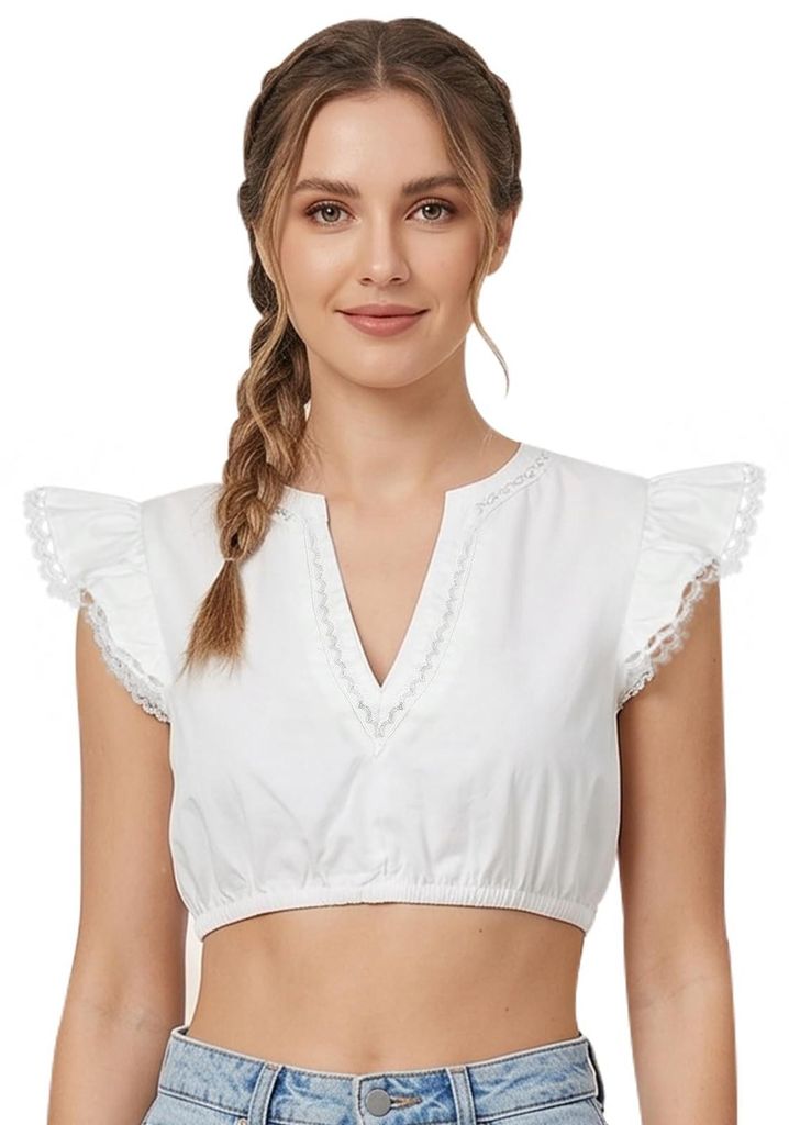 Blusa de estilo "Dirndl" en color gris claro, con mangas Imagen del producto 