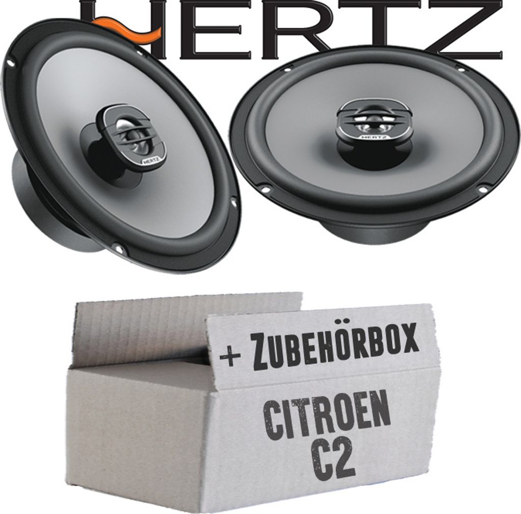 Lautsprecher Boxen Hertz X 165 - 16,5cm Koax Auto Einbauzubehör - Einbauset passend für Citroen C2 - justSOUND