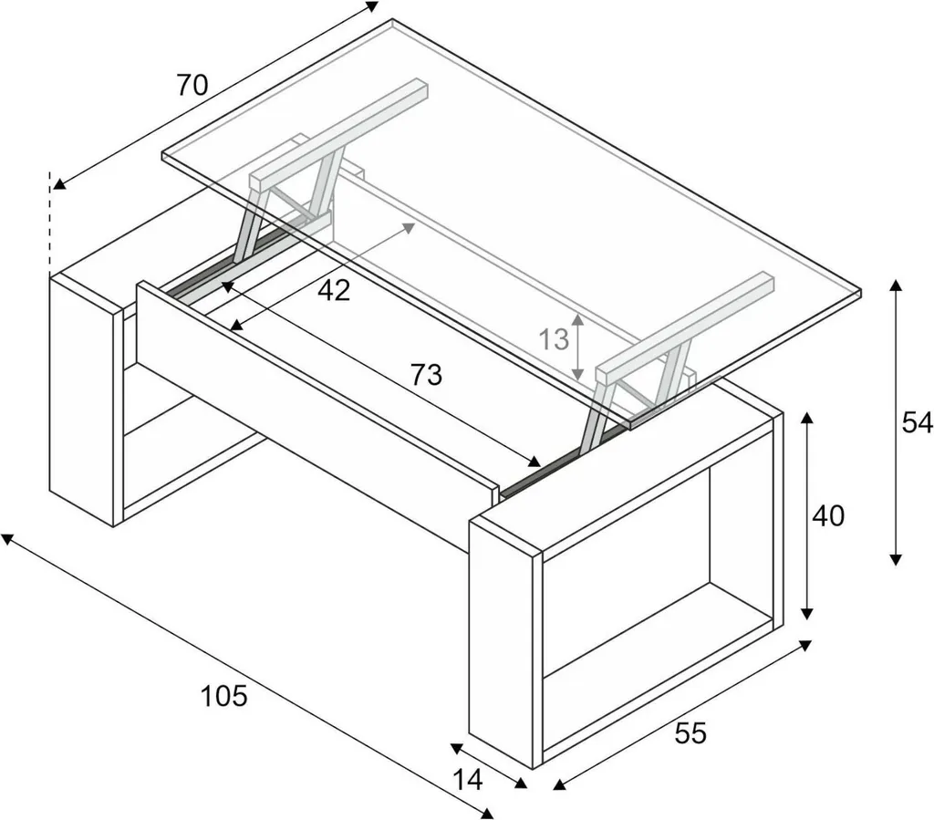 Table Basse Relevable L102 cm Ciara idéale pour Dîner et Télétravail - 9