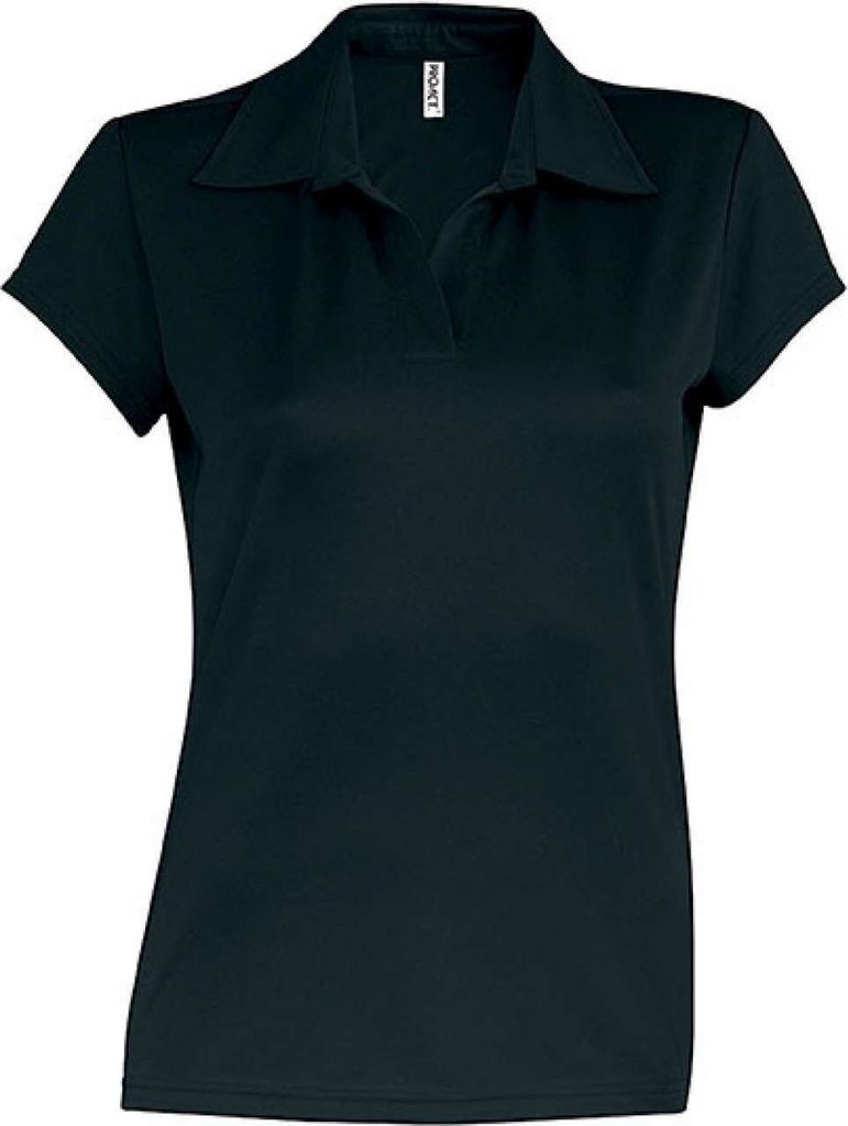 Proact Damen Polo-Shirt Poloshirt Pique T-Shirt Baumwolle Shirt, Größe:L, Farbe:Schwarz