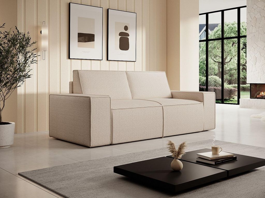 2-Sitzer Sofa - Strukturstoff - Beige - AMELIA